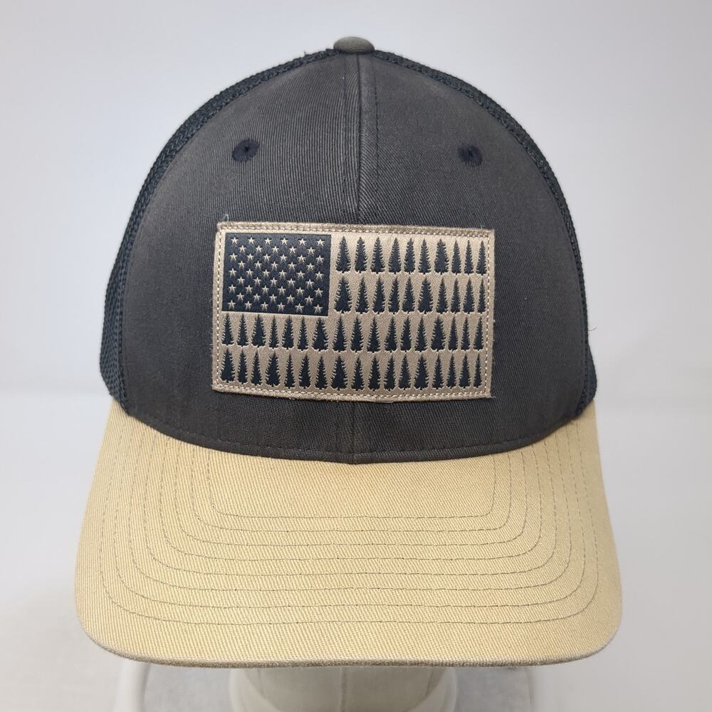 Tree Flag Patch Fitted Mesh Back Trucker Hat Gray… - image 2